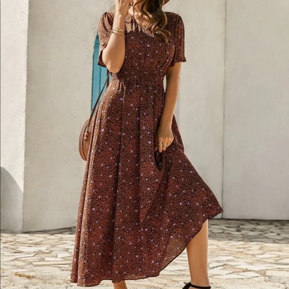 Allover print V-Neck dress - Picture 5 of 5